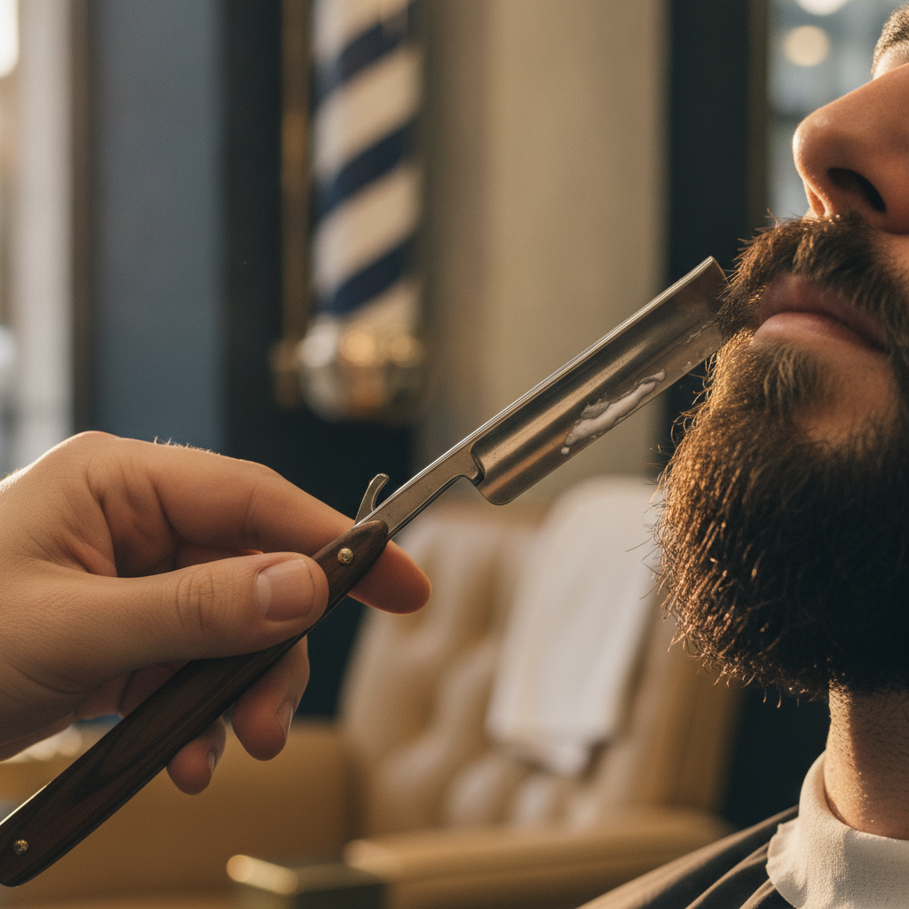 Beard trim and straight-razor lineup at Sun Lakes Barbershop