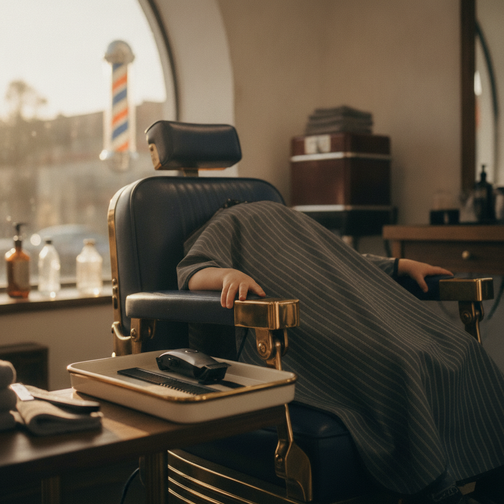 Kids haircut in progress at Sun Lakes Barbershop